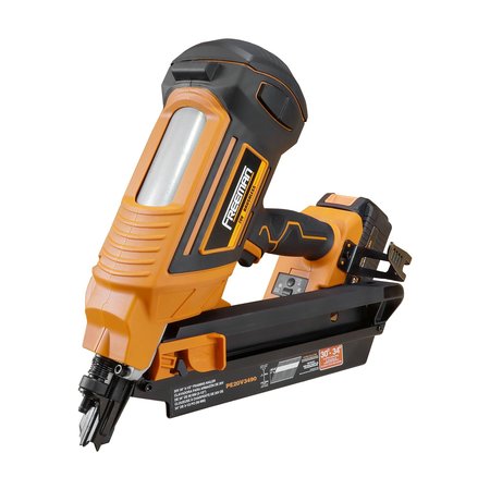 FREEMAN 20V Cordless 34 Degree, 3-1/2in Clipped Head Framing Nailer Kit including Fasteners With Canvas Bag PE20V3490